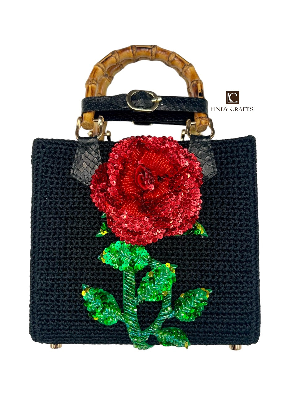 "A Fragile Flower" Collection - Rose Hand Bag in Red