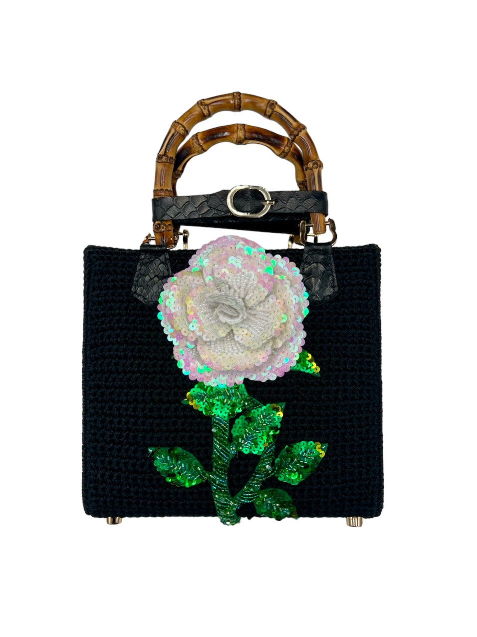 "A Fragile Flower" Collection - Rose Hand Bag in White