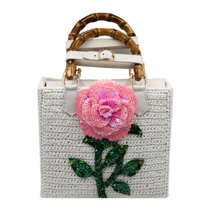 Rose Hand Bag in Pink - White Edition