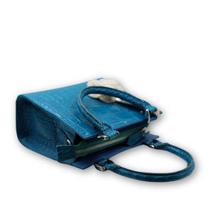 Lindy Croc Couture Elegancy Handbag in Elegant Blue