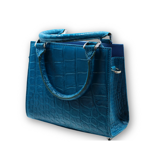 Lindy Croc Couture Elegancy Handbag in Elegant Blue