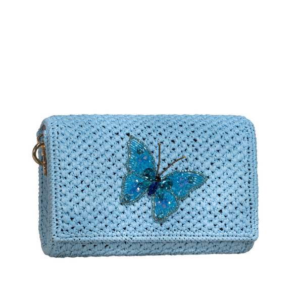 Sky Blue Butterfly Clutch