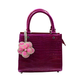 Lindy Croc Couture Elegancy Handbag in Vibrant Magenta