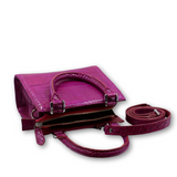 Lindy Croc Couture Elegancy Handbag in Vibrant Magenta