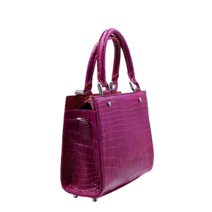 Lindy Croc Couture Elegancy Handbag in Vibrant Magenta