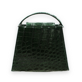 Lindy Croc Couture Pyramide Bag in Deep Forest Green