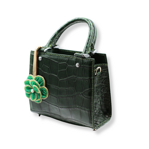 Lindy Croc Couture Elegancy Handbag in Deep Forest Green