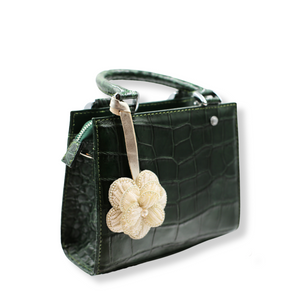 Lindy Croc Couture Elegancy Handbag in Deep Forest Green