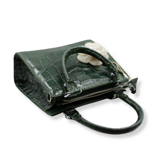 Lindy Croc Couture Elegancy Handbag in Deep Forest Green