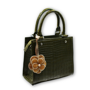 Lindy Croc Couture Elegancy Handbag in Moss Green