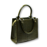 Lindy Croc Couture Elegancy Handbag in Moss Green