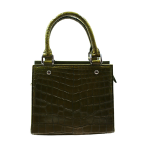 Lindy Croc Couture Elegancy Handbag in Moss Green