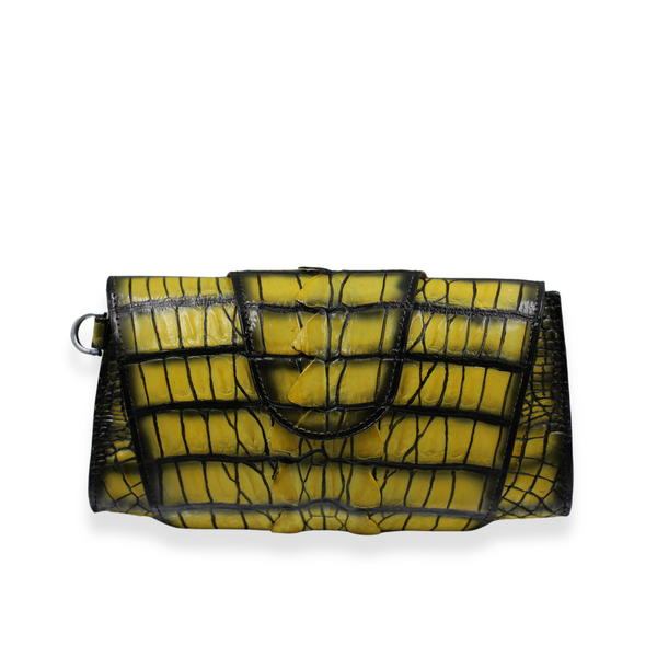 Lindy Croc Couture Pamina Clutch in Yellow