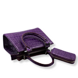 Lindy Croc Couture Elegancy Handbag in Royal Purple