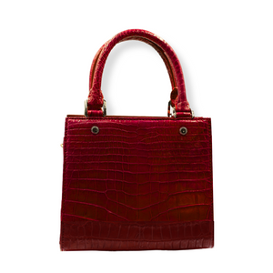 Lindy Croc Couture Elegancy Handbag in Striking Red