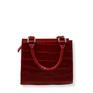 Lindy Croc Couture Elegancy Handbag in Striking Red