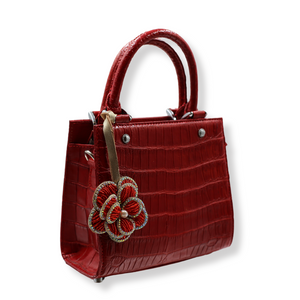 Lindy Croc Couture Elegancy Handbag in Striking Red