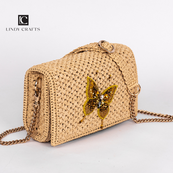 Yellow Butterfly Clutch