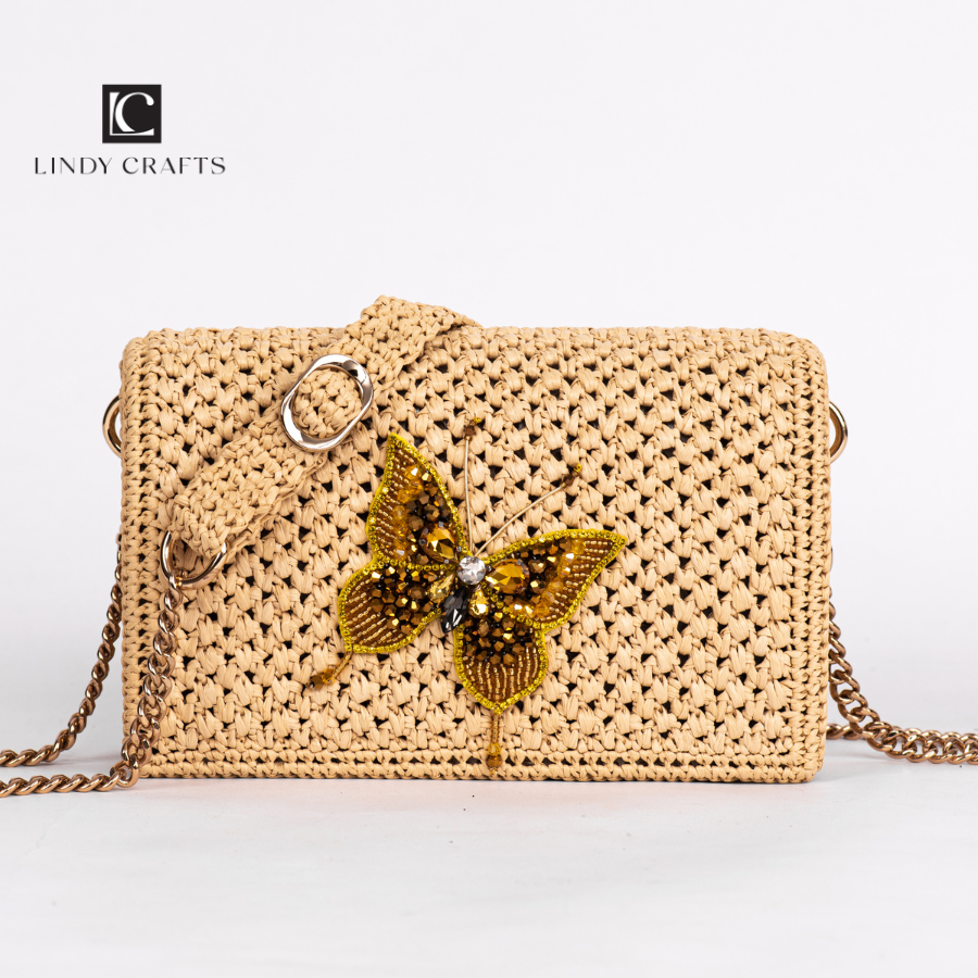 Yellow Butterfly Clutch