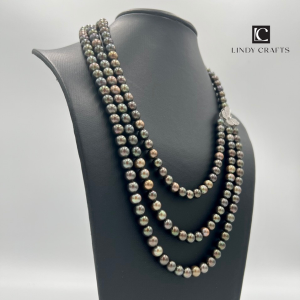 Pearl Jewelry Three-Strand Freshwater Pearl Necklace for Womens - Made to order
