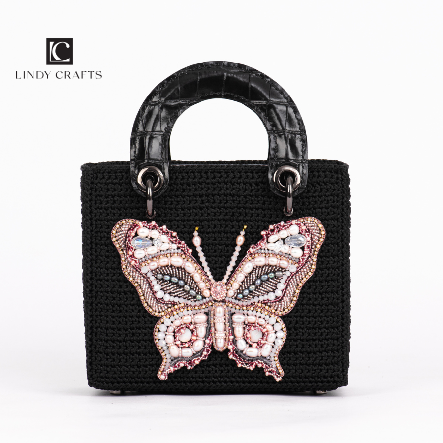 Butterfly Pink Pearls Handbags