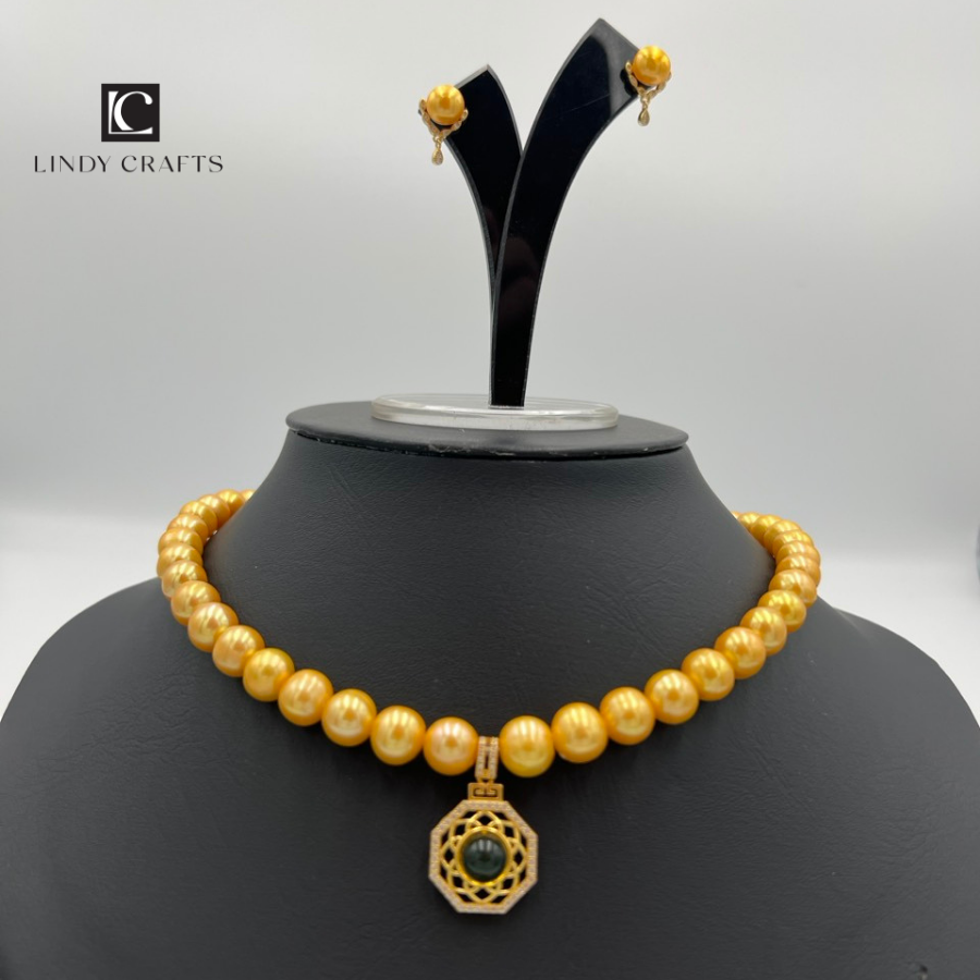 Golden Freshwater Pearl Classic Elegance Necklace - Made to order
