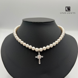 Cross White Freshwater Pearl Necklace