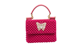 Pearl Butterfly Beaded - Craft Yarn Handbag - Made to order