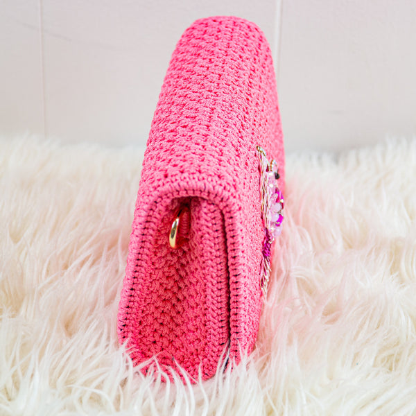 Handmade palm leaf fiber clutch  - Handmade beaded - The Hummingbird