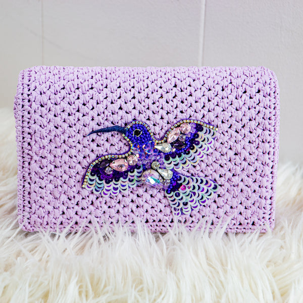 Handmade yarn wallet – Hummingbird beaded